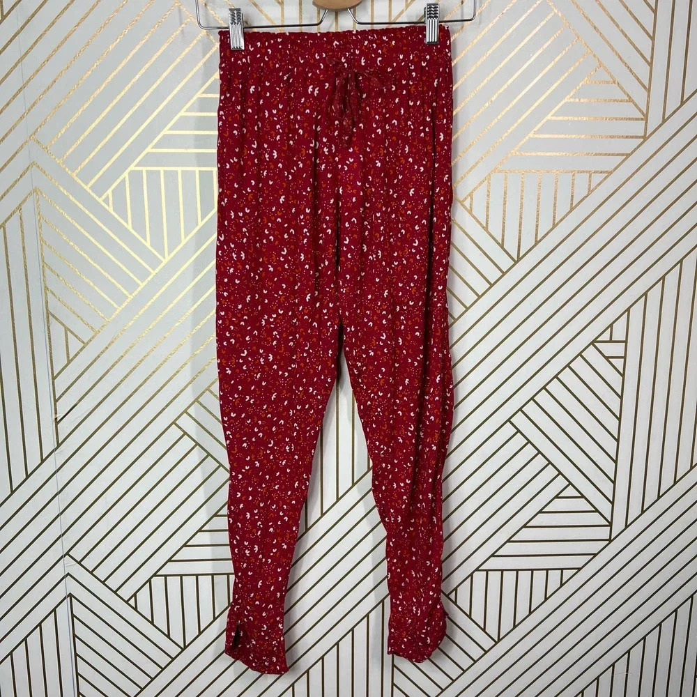Poupette St Barth Red Sky Rayon Georgette Foe Printed Pants Size US‎ XS